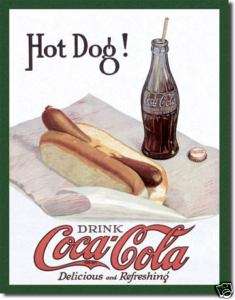 Coca~Cola HOT DOG Tin Sign Coke retro diner metal 1302  