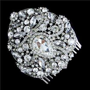 Hot Wedding Flower Teardrop Hair Comb Swarovski Crystal  