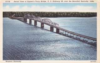   AERIAL VIEW OF EGGNERS FERRY BRIDGE, U.S. HIGHWAY 68   LINEN UNUSED