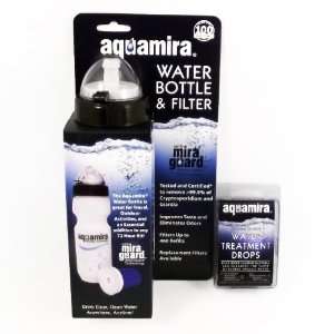  McNett Aquamira Water Bottle with Microbiological Filter + Water 