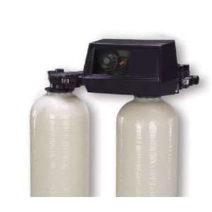 Twin tank metered water softener with 1 Fleck 9100EC control, 24,000 