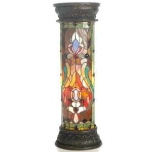  Fleur de Lis Stained Glass Lit Pedestal