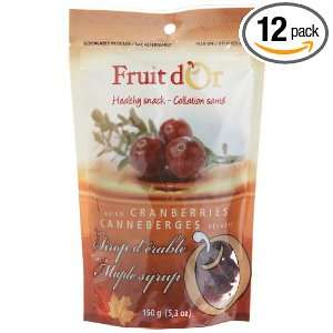 Fruit DOr Dried Cranberries with Maple Syrup, 5.3 Ounce Pouches (Pack 