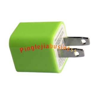Green US AC to USB Power Charger Adapter Plug For iPod iPhone 2P Plug 