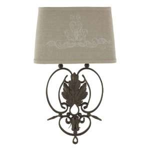   Iron French Country Linen Scroll Leaf Wall Sconces