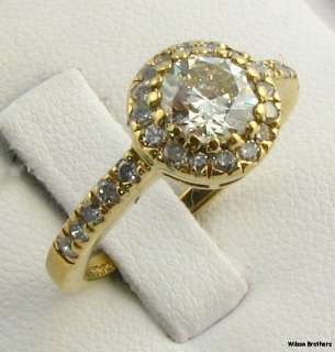   Round Diamond Halo Engagement Ring   18k Yellow Gold High Carat  