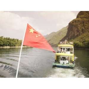  Chinese Flag on Li River Between Guilin and Yangshuo, Guilin, China 