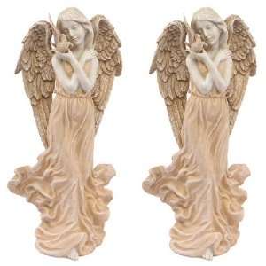 Angel with Bird Sculptures, Set of 2