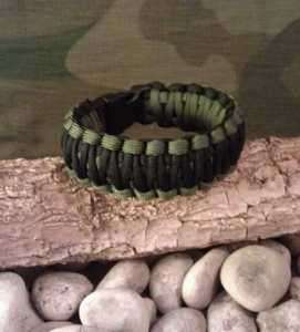  Paracord Survival Bracelet OD Green and Black King Cobra Weave  