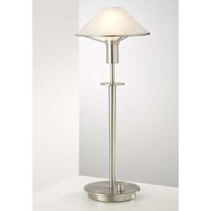   Satin Nickel Alabaster White Glass Desk Lamp