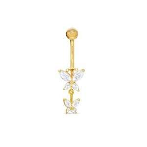   Belly Button Ring with Cubic Zirconia in 10K Gold GOLD BODY Jewelry