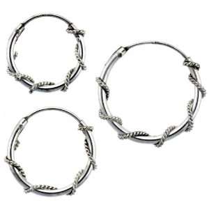   14mm, 16mm & 18mm Wire Wrapped Endless Hoop Earrings Set Jewelry
