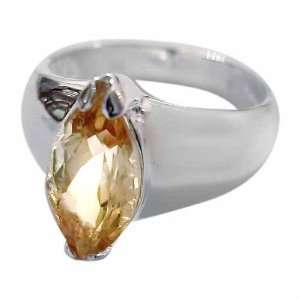   Sterling Silver Ring with Marquise cut Genuine Citrine stone Jewelry