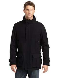 Elie Tahari   Wool/Cashmere Coat with Zip Out Hood/Black