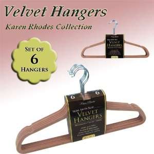   KAREN RHODES COLLECTIONT   (6) VELVET HANGERS   ROSE 