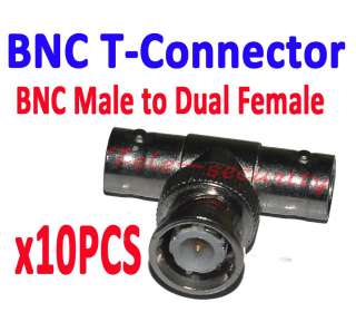 10xPCS BNC Male To Dual Femal T Splitter Connectors  