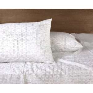  Inhabit Plus Flat Sheet   in Ivory and Silver   Queen Size 