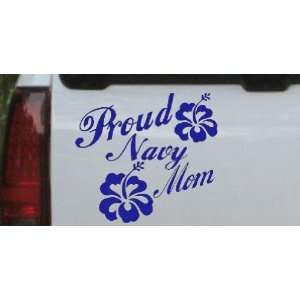 Blue 18in X 19.5in    Proud Navy Mom Hibiscus Flowers Military Car 