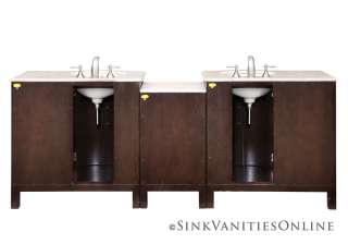 89 Kimberly W   Marble Stone Double Bathroom Vanity Sink Dark Walnut 