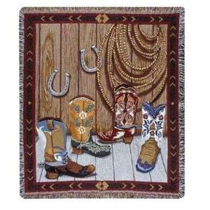  New   Party Boots Cowboy Horseshoe Tapestry Throw Blanket 