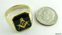 Crisp Masonic Square & Compass Onyx Classic Masons Ring   10k Solid 