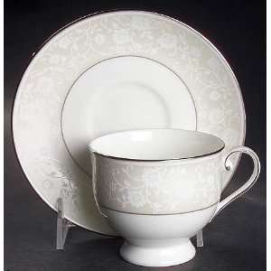  Mikasa Venetian Lace Footed Cup & Saucer Set, Fine China 