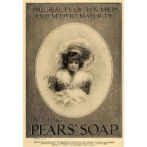   Pears Bath Soap Vintage Girl Dress   Original Print Ad
