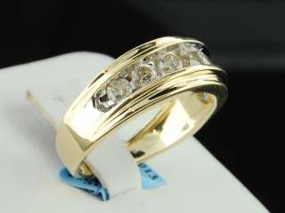 10K Mens Yellow Gold 7 Stone Diamond Engagement Ring Wedding Band 1 