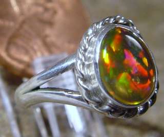Ladies Jewelry Silver Mexican Fire Opal Gem Ring sz 5  