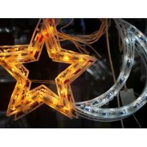  Illuminated Muslim Symbols, Jerusalem, Israel, Middle East 