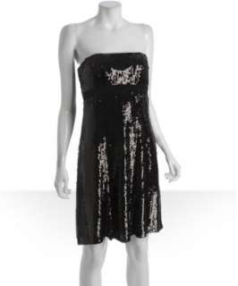 Badgley Mischka Platinum Label black sequin strapless dress   