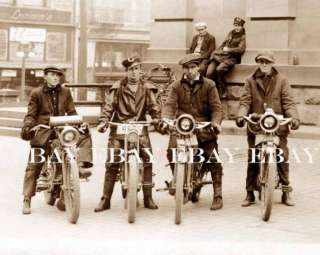   MOTORCYCLE PHOTO OF 4 VERY OLD HARLEY DAVIDSON AND INDIAN MOTORCYCLES