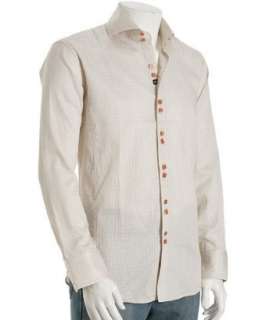 Bogosse tan striped cotton Mateo front button shirt   up to 