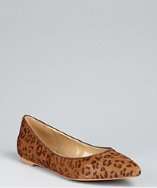 Candela brown leopard print pony hair point toe flats style# 314022901
