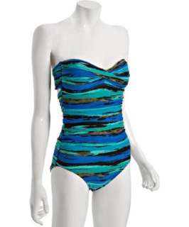 Carmen Marc Valvo oasis multi stripe Zanzibar bandeau one piece 