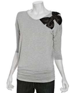Casual Couture by Green Envelope heather grey jersey embellished bow 