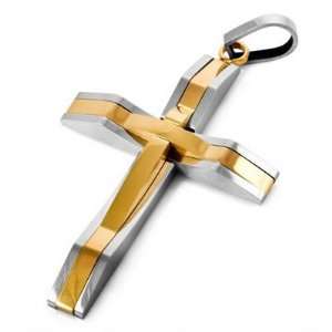  Mens Silver Gold Stainless Steel Cross Necklace Pendants Jewelry
