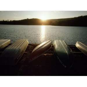  Boats Along the Shore of Lake Perez at Sunset Photographic 