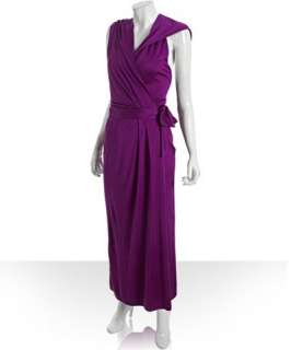 Diane Von Furstenberg currant silk jersey Avram hooded maxi dress