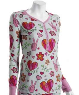 lish grey Dove, Love, and Happiness henley pajama top   up 