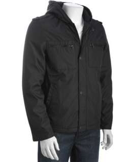 Kenneth Cole Reaction black poly hooded zip front jacket