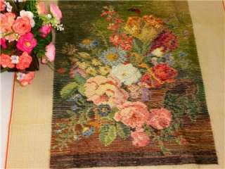 Tramme Preworked Needlepoint Kit Flowers with wool yarn  