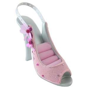   High Heel Shoe Ring & Earring Holder Pink 5x3x5