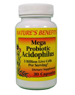 Mega Probiotic Acidophilus Diet Supplement 30 Capsules  