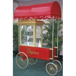    Popper with Red Four Wheel Cart and Deluxe Awning