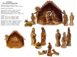 13PC OLIVE WOOD BETHLEHEM NATIVITY SCENE CHRISTMAS  