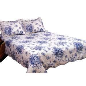  French Country Quilt Set in Blue Size King