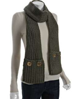 MICHAEL Michael Kors fatigue green fisherman knit scarf with pockets 