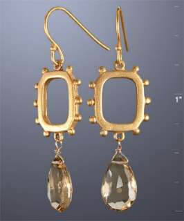 Nancy Cohen champagne citrine square drop earrings   