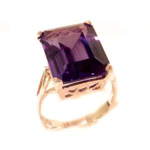 Luxury Solid Rose Gold Large 16x12mm Octagon cut Synthetic Alexandrite 